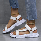 Thick-Soled Sandals Women's 2024 Summer Velcro Rainbow Shoes Women's Heels Beach