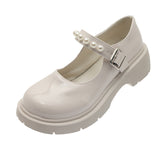 Breakj Retro British Style Small Leather Shoes Women 2025 Spring New Beaded Fairy With Thick-Soled Mary Jane Single