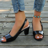 Breakj Sandals Women's Summer New Buckle Belt Back Empty Single Shoes Thick Heel High