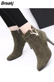 Mujer Invierno 2023 Autumn Stiletto Thin High Heels Woman Pointed Toe Pu Leather Zipper Sexy Ankle Womens Boots