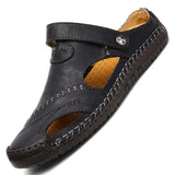Leather Men Sandals Summer Baotou Casual Man Slippers Convenient Slip on Male Sandals Outdoor Trekking