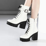 Martin Boots 2023 Autumn And Winter New Thick-Soled Waterproof Table British Style Thick Heels With Velvet Lace Middle Boot