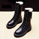 2021 NEW Fashion Women's Short Boots GIRLS Snow Boots PU Leather Side Zip Non-slip Warm Shoes Plush Inner