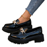 Breakj British Wind Black Leather Shoes Women 2025 Summer New Thick Soles Pedal French Lefu