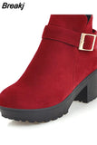 2023 top quality dropship big size 48 chunky heels ankle boots women shoes woman add plush winter boots shoes