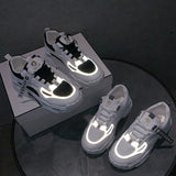 Reflective Platform Sneakers Women Shoes Korean Lace Up Sport Chunky Sneakers Mixed Color Women's Casual Vulcanize