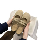 Breakj Shoes 2025 Spring And Summer New Retro Bun Head Thick Bottom Wear A Word With Half-Drag Belt Buckle