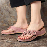Breakj New Beach Sandals Line Thick Bottom Slope And Jacket Slippers Fashion Flower Decoration
