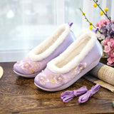 Breakj Cotton Shoes Autumn And Winter Ancient Costume Collocation With Embroidered Shoes With High Slope Heel Female Cloth
