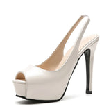 Size Platform Stiletto Heels Pumps Women Sexy Peep Toe Patent Leather Party Shoes Woman Strap Leopard Print