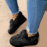 Breakj Round Head Platform With Velvet And Thick Warm Cotton Shoes Women's Plus Size Knit Bag Shoes Snow Boots Bean