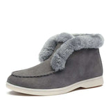 Women's 2022 New Fashion Temperament Solid Color Snow Boots Natural Ankle Boots Winter Comfortable Wool Boots Women's