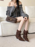 Breakj Metal Buckle Coarse And Pointed Velvet Short