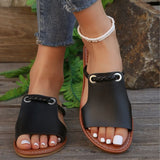 Breakj 2025 Summer New Slippers Women Solid Color Weaving Simple Daily Beach Slippers