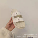 Slippers Outside Wear 2024 Summer Net Red With A Simple Round Head Pure Color Open Toe Set Foot Sandals Lazy Shoes