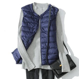 2023 Women Women Ultra Light Down Vests Slim Sleeveless Jacket Portable Girl Lightweight Windproof Waistcoat size 8XL