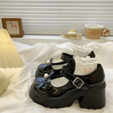 Lovely Mary Jane Small Leather Shoes Female Spring 2024 New Versatile Heighten Thick Bottom With Skirt