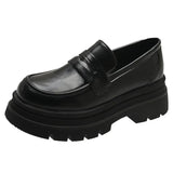 Retro Small Leather Shoes Female 2024 Spring Autumn New Thick Thick Heel Loafers French Jk Single