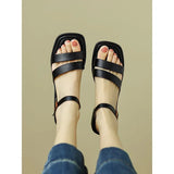 Simple Word With Sandals In The Summer Of 2025 New Dew Flat Bottom Large Size Roman Women's Cool