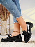 Leather Paint Happy Shoes 2025 New Face Tuxedo And Retro Large-Size Fashion Casual Single