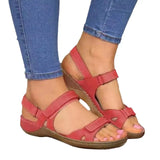 Summer Breathable Fish Mouth Shoes Comfortable Flat-Soled Fashion Open-Toed Velcro Casual Sandals Large Size Women's