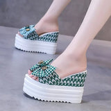 Shoes Lady Butterfly-Knot Ladies' Slippers Slipers Women Luxury Slides On A Wedge Platform Soft 2024