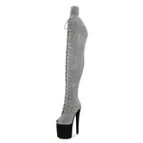 Peep Toe Boots Pole Dance Boots Stripper High Heels Women Sexy Show Shoes Party Club 20 CM Heels Platform ZIP Lace-Up
