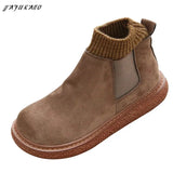 Socks Plus Velvet Warm Womens Short Boots Mori Girl Retro Literary Big Head Doll Shoes Thick-Soled Increase Ankle