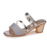 Breakj Drag Women's Shoes Summer New Korean Version Of Sandals Women Coarse Heel In The Toe And Two Shoes And Wear Thick And