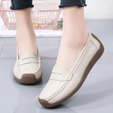 For Women 2023 Summer Leather Slip On Beige Casual Walking Ladies Shoe Fashion Non-Slip Soft Sole Loafers Zapatos