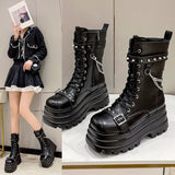 Breakj Autumn And Winter Women's Heightening Boots In The Barrel Of The Shoes British Style Martin Boots Large Size Women's Shoes Round Head Thin