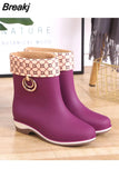 Women Rubber Boots Elegant Short Ankle Rain Boots Fall Autumn Rain Day Waterproof Woman Shoes Rain Boots Women