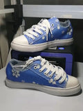 Shoes for Women 2022 Retro Floral Print Canva Shoes Female Fashion Student Spring Flat Lace-up Sneakers Casual Shoes