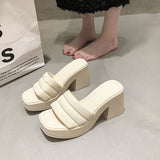 Breakj / Summer 2024 New Platform Sandals Thick Heel Square Head Female Summer Wear High Heel Broadband