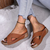 Spring And Summer New Sandals Slippers Cross Slope Heels, Thick Soles, Simple Casual