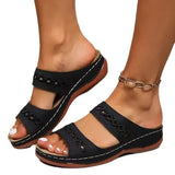 Breakj Women's Sandals Sloping And 2025 New Retro Line Anti-Slip Light Soft Back Comfortable