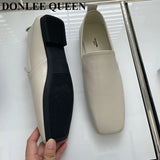 Women Loafer Shoes Flat Square Toe Female Casual Sneaker British Oxford Shoes Slip On Soft Moccasin Brand Ballet Zapatilla