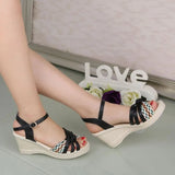 Summer Bohemian Wedge Sandals Women Sandals Casual Women Shoes Fashion Cork Woven Shoes Women Platform Sandals Ladies