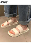 New Summer Women Slipper Casual Beach Open Toe Outside Platform Flat with Non-slip Slide