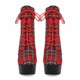 Breakj Water Table Thousand Bird Lattice With Thick High And Large Code 47 Female Short Boots