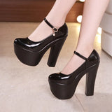Catwalk Model Catwalk Shoes Female Super High Heels 15Cm Thick Heel Waterproof Platform Round Head Nightclub Single Shoe