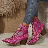 Breakj Women's Boots Winter New Ethnic Wind Sharp Rupeal Teling With Embroidered Martin