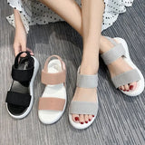 Breakj Sandals Women's Elastic Tight 2025 Summer New Students Wear Fairy Wind Roman Beach Women's Shoes Outside The