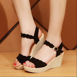 Summer New Open-toed Fish Head Fashion Waterproof Platform Waterproof Platform High-heeled Wedge Sandals Women's