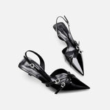 Breakj Women's Shoes 2025 New Spring And Summer One-Word Buckle With Sharp Head And Thin Heel