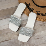 Breakj One Line Flat Slippers Female Women Slippers Square Head One Foot Pedal Home Slippers Women's