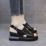 Breakj Sandals Women 2025 New Summer Korean Version Of Leisure After-A-Air Buckle With Thick Bottom Slope And High Heel