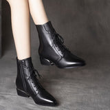 Martin Boots Women's Thick Heel British Wind Leather Boots 2023 Spring And Autumn New Short Boots Women's Fashion Women's