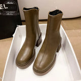 Autumn Winter Warm Women Ankle Boots Natural Leather Pump Cowhide Upper Full Leather Side Zip Modern Boots Fashion