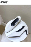 Square Toe Thin High Heel Shoes Women Shallow Elastic Pumps Autumn Shoe For Party Dress Zebra Chaussure Zapatillas
